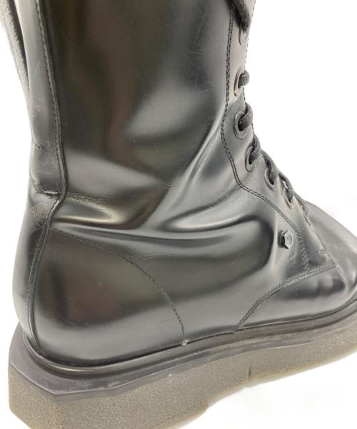 OFFWHITE（オフホワイト）OFFWHITE (オフホワイト) Sponge Sole Leather Combat Boots ブラック サイズ:40の古着・服飾アイテム