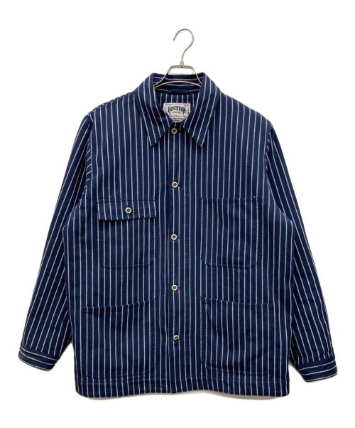 HOUSTON（ヒューストン）HOUSTON (ヒューストン) ストライプビエラカバーオール ネイビー サイズ:XLの古着・服飾アイテム