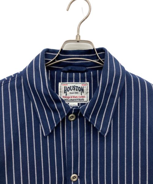 HOUSTON（ヒューストン）HOUSTON (ヒューストン) ストライプビエラカバーオール ネイビー サイズ:XLの古着・服飾アイテム