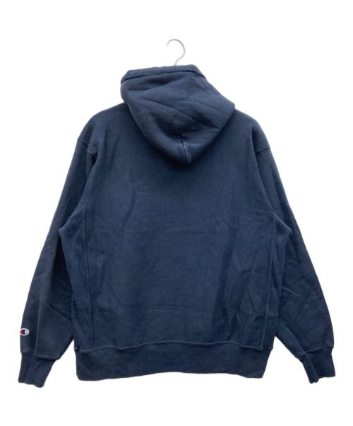 Champion（チャンピオン）Champion (チャンピオン) 90s-00s 2段プリントリバースウィーブパーカー ネイビー サイズ:Lの古着・服飾アイテム