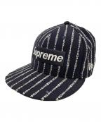 New Era×SUPREMEニューエラ×シュプリーム）の古着「テキストストライプキャップ」｜ネイビー