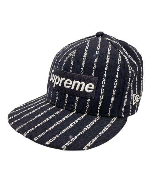 New Era（ニューエラ）New Era (ニューエラ) Supreme (シュプリーム) テキストストライプキャップ ネイビー サイズ:7 1/2 59.6cmの古着・服飾アイテム