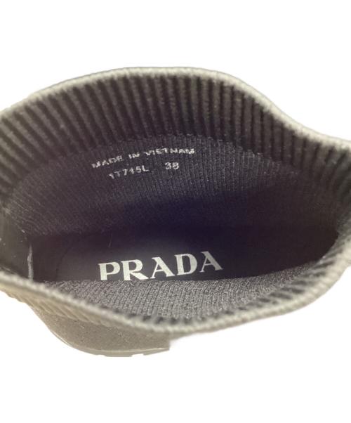PRADA（プラダ）PRADA (プラダ) ラバーロゴソックススニーカー ブラック サイズ:38の古着・服飾アイテム
