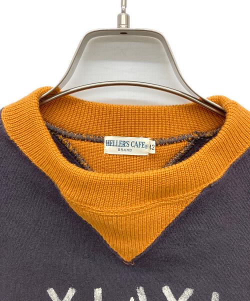 Heller's cafe（ヘラーズカフェ）HELLER'S CAFE (ヘラーズカフェ) WAREHOUSE (ウエアハウス) 2トーン両Vガゼットスウェット パープル サイズ:42の古着・服飾アイテム
