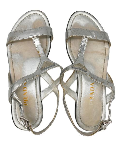 PRADA（プラダ）PRADA (プラダ) シルバークロスストラップサンダル グレー サイズ:36の古着・服飾アイテム