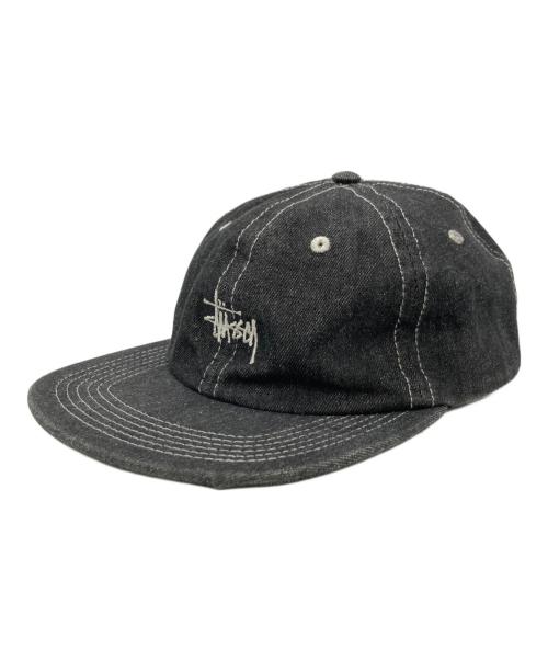 stussy（ステューシー）stussy (ステューシー) 刺繍ロゴデニムキャップ ブラックの古着・服飾アイテム