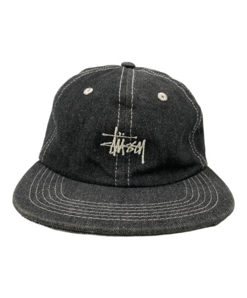 stussy（ステューシー）stussy (ステューシー) 刺繍ロゴデニムキャップ ブラックの古着・服飾アイテム