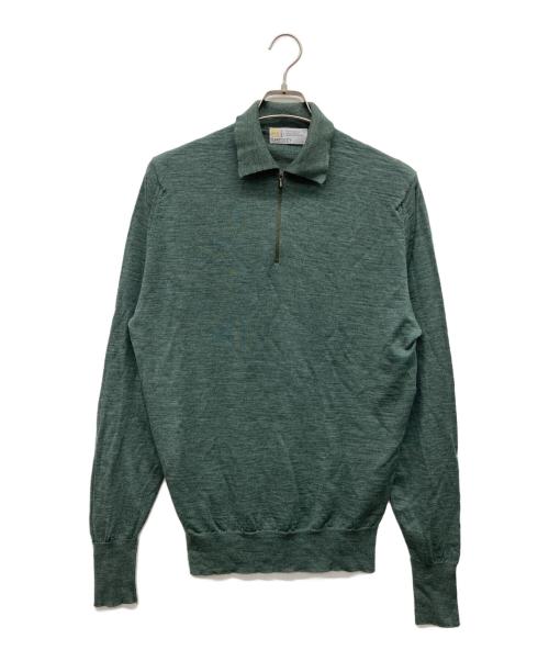 JOHN SMEDLEY（ジョンスメドレー）JOHN SMEDLEY (ジョンスメドレー) 襟付きハーフジップニット グレー サイズ:MEDの古着・服飾アイテム
