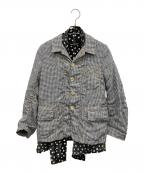 tricot COMME des GARCONSトリココムデギャルソン）の古着「ギンガムチェックドット ドッキング シャツ ジャケット」｜グレー
