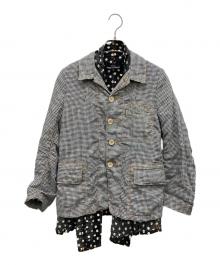tricot COMME des GARCONS（トリココムデギャルソン）の古着「ギンガムチェックドット ドッキング シャツ ジャケット」｜グレー