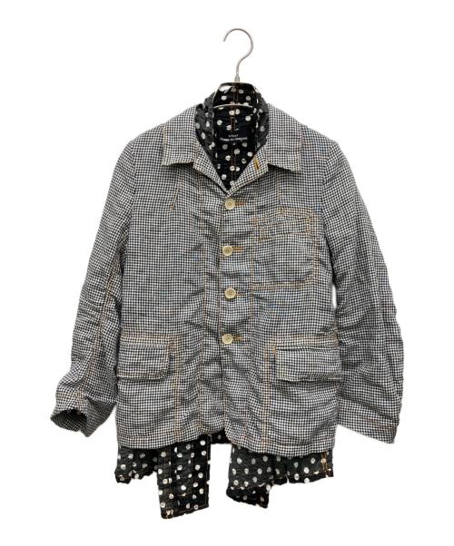 tricot COMME des GARCONS（トリココムデギャルソン）tricot COMME des GARCONS (トリココムデギャルソン) ギンガムチェックドット ドッキング シャツ ジャケット グレー サイズ:Ｓの古着・服飾アイテム