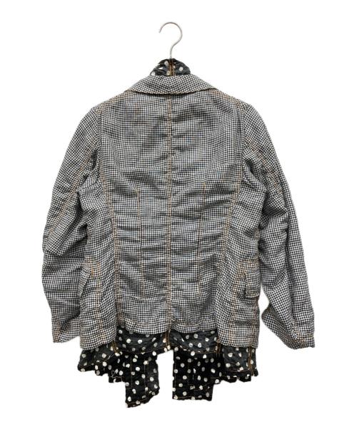 tricot COMME des GARCONS（トリココムデギャルソン）tricot COMME des GARCONS (トリココムデギャルソン) ギンガムチェックドット ドッキング シャツ ジャケット グレー サイズ:Ｓの古着・服飾アイテム