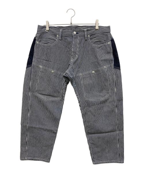 KOJIMA GENES（コジマジーンズ）KOJIMA GENES (コジマジーンズ) ヒッコリークロップドデニムパンツ ホワイト×インディゴ サイズ:91cm(W36)の古着・服飾アイテム