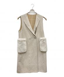 BALLSEY（ボールジィ）の古着「プレーンダブルフェイス ファーポケットロングジレ」｜アイボリー