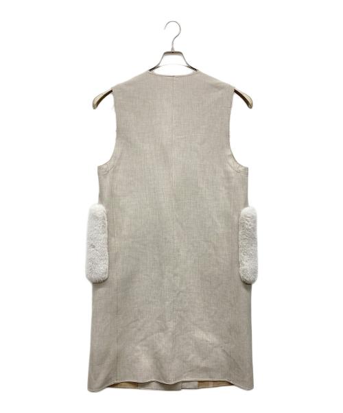 BALLSEY（ボールジィ）BALLSEY (ボールジィ) プレーンダブルフェイス ファーポケットロングジレ アイボリー サイズ:36の古着・服飾アイテム