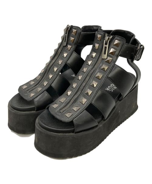 Hysteric Glamour（ヒステリックグラマー）Hysteric Glamour (ヒステリックグラマー) STUDS ウェッジソールサンダル ブラック サイズ:23の古着・服飾アイテム