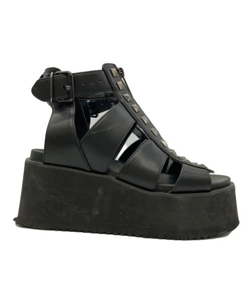 Hysteric Glamour（ヒステリックグラマー）Hysteric Glamour (ヒステリックグラマー) STUDS ウェッジソールサンダル ブラック サイズ:23の古着・服飾アイテム
