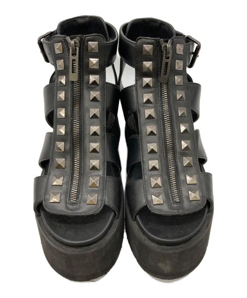 Hysteric Glamour（ヒステリックグラマー）Hysteric Glamour (ヒステリックグラマー) STUDS ウェッジソールサンダル ブラック サイズ:23の古着・服飾アイテム