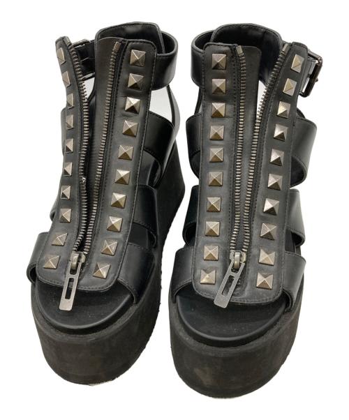 Hysteric Glamour（ヒステリックグラマー）Hysteric Glamour (ヒステリックグラマー) STUDS ウェッジソールサンダル ブラック サイズ:23の古着・服飾アイテム
