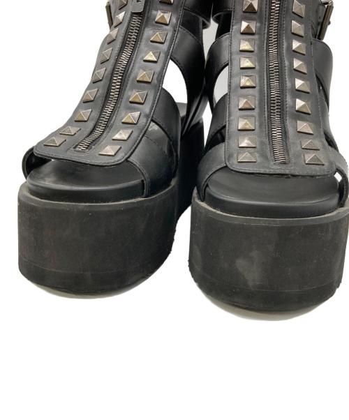 Hysteric Glamour（ヒステリックグラマー）Hysteric Glamour (ヒステリックグラマー) STUDS ウェッジソールサンダル ブラック サイズ:23の古着・服飾アイテム