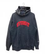 Champion×stussyチャンピオン×ステューシー）の古着「プルオーバーパーカー」｜ブラック