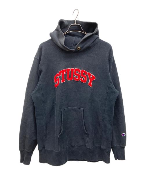 Champion（チャンピオン）Champion (チャンピオン) stussy (ステューシー) プルオーバーパーカー ブラック サイズ:X-LARGEの古着・服飾アイテム