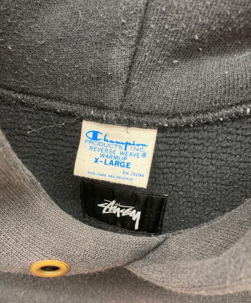 Champion（チャンピオン）Champion (チャンピオン) stussy (ステューシー) プルオーバーパーカー ブラック サイズ:X-LARGEの古着・服飾アイテム