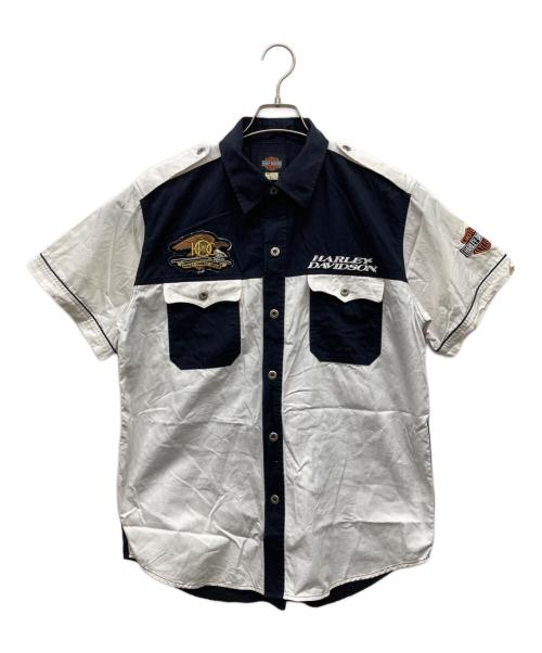 HARLEY-DAVIDSON（ハーレーダビッドソン）HARLEY-DAVIDSON (ハーレーダビッドソン) 半袖エポレットシャツ ブラック サイズ:Lの古着・服飾アイテム