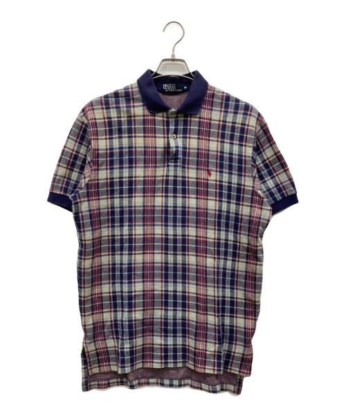 POLO RALPH LAUREN（ポロ・ラルフローレン）POLO RALPH LAUREN (ポロ・ラルフローレン) チェックニットポロシャツ パープル サイズ:Mの古着・服飾アイテム