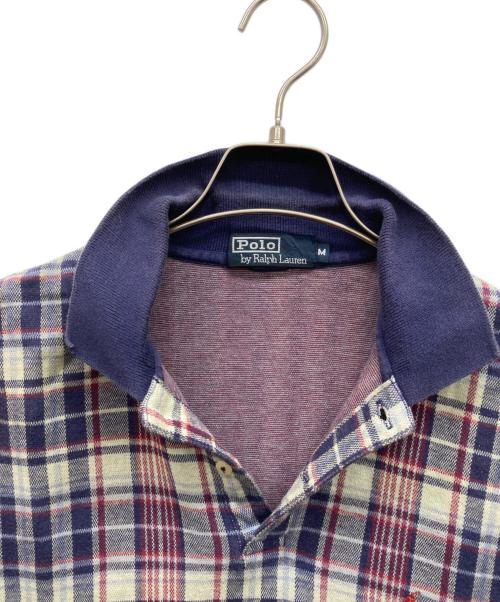POLO RALPH LAUREN（ポロ・ラルフローレン）POLO RALPH LAUREN (ポロ・ラルフローレン) チェックニットポロシャツ パープル サイズ:Mの古着・服飾アイテム