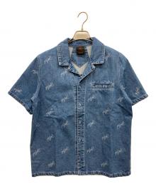 JORDAN BRAND（ジョーダン ブランド）の古着「総柄ウォッシュドデニム半袖シャツ」｜インディゴ