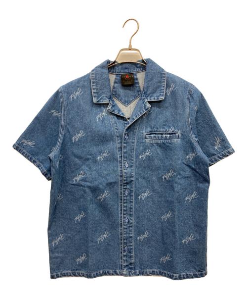 JORDAN BRAND（ジョーダン ブランド）JORDAN BRAND (ジョーダン ブランド) 総柄ウォッシュドデニム半袖シャツ インディゴ サイズ:Mの古着・服飾アイテム