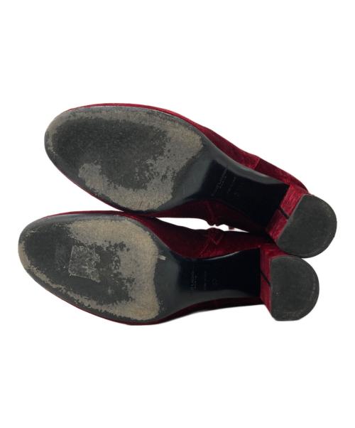 Saint Laurent Paris（サンローランパリ）Saint Laurent Paris (サンローランパリ) ベロアショートブーツ レッド サイズ:37 1/2の古着・服飾アイテム