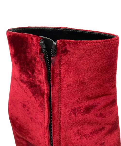 Saint Laurent Paris（サンローランパリ）Saint Laurent Paris (サンローランパリ) ベロアショートブーツ レッド サイズ:37 1/2の古着・服飾アイテム