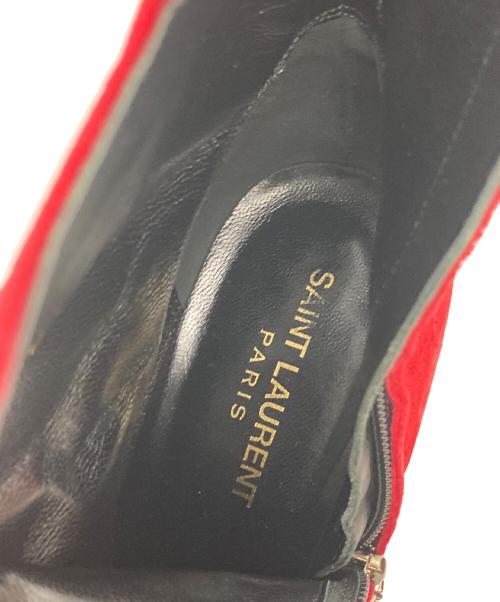 Saint Laurent Paris（サンローランパリ）Saint Laurent Paris (サンローランパリ) ベロアショートブーツ レッド サイズ:37 1/2の古着・服飾アイテム