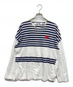 PLAY COMME des GARCONSプレイコムデギャルソン）の古着「ポイントボーダーロングスリーブカットソー」｜ネイビー×ホワイト