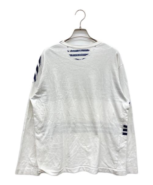 PLAY COMME des GARCONS（プレイコムデギャルソン）PLAY COMME des GARCONS (プレイコムデギャルソン) ポイントボーダーロングスリーブカットソー ネイビー×ホワイト サイズ:Lの古着・服飾アイテム