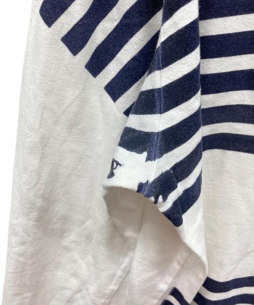 PLAY COMME des GARCONS（プレイコムデギャルソン）PLAY COMME des GARCONS (プレイコムデギャルソン) ポイントボーダーロングスリーブカットソー ネイビー×ホワイト サイズ:Lの古着・服飾アイテム
