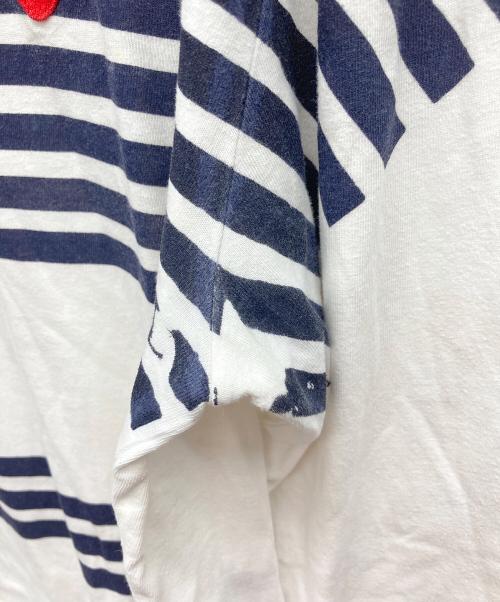 PLAY COMME des GARCONS（プレイコムデギャルソン）PLAY COMME des GARCONS (プレイコムデギャルソン) ポイントボーダーロングスリーブカットソー ネイビー×ホワイト サイズ:Lの古着・服飾アイテム