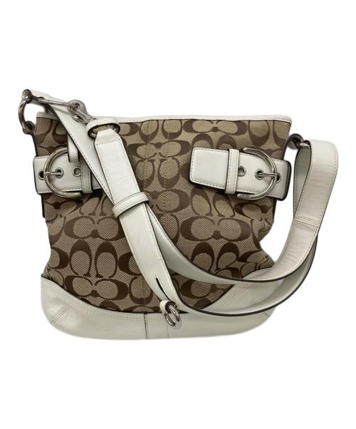 COACH（コーチ）COACH (コーチ) シグネチャーショルダーバッグ ベージュの古着・服飾アイテム
