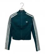 adidasアディダス）の古着「アディカラー スリーストライプス スリム ニット トラックトップ」｜グレー