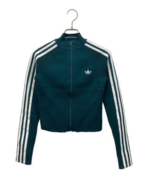 adidas（アディダス）adidas (アディダス) アディカラー スリーストライプス スリム ニット トラックトップ グレー サイズ:Sの古着・服飾アイテム