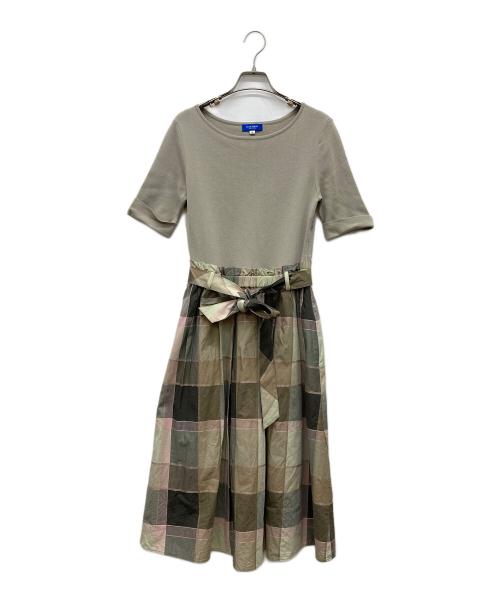 BURBERRY BLUE LABEL（バーバリー ブルー レーベル）BURBERRY BLUE LABEL (バーバリー ブルー レーベル) チェック切替半袖ワンピース ベージュ サイズ:38の古着・服飾アイテム