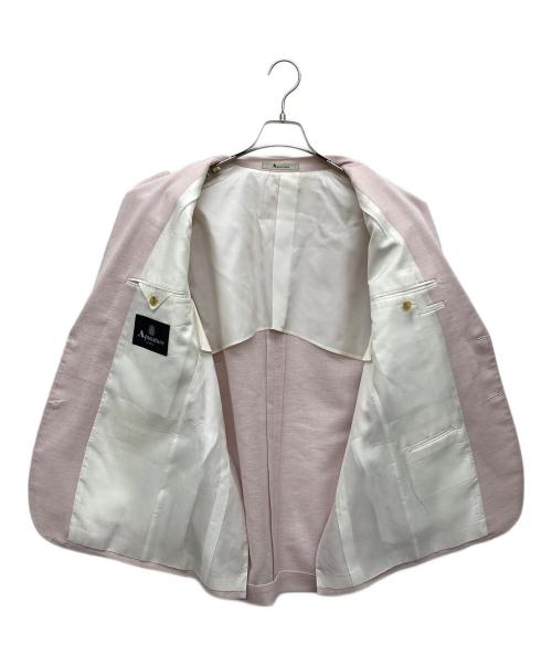 Aquascutum（アクアスキュータム）Aquascutum (アクアスキュータム) ウールリネンシルク混テーラードジャケット ピンク サイズ:なしの古着・服飾アイテム