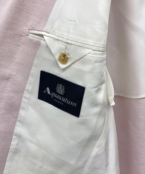 Aquascutum（アクアスキュータム）Aquascutum (アクアスキュータム) ウールリネンシルク混テーラードジャケット ピンク サイズ:なしの古着・服飾アイテム