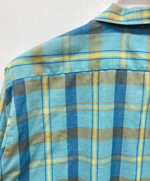 kentfield（ケントフィールド）Kentfield (ケントフィールド) 60s～70s オープンカラーチェックシャツ スカイブルー サイズ:17-XL-17 1/2の古着・服飾アイテム