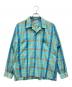 Kentfield（ケントフィールド）の古着「60s～70s オープンカラーチェックシャツ」｜スカイブルー