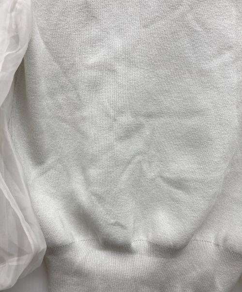 FRAY ID（フレイ アイディー）FRAY ID (フレイ アイディー) シアー スリーブ ボウタイ ニット グレー サイズ:SIZE ONEの古着・服飾アイテム