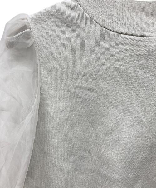 FRAY ID（フレイ アイディー）FRAY ID (フレイ アイディー) シアー スリーブ ボウタイ ニット グレー サイズ:SIZE ONEの古着・服飾アイテム