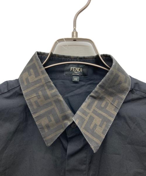FENDI（フェンディ）FENDI (フェンディ) ズッカ柄切替シャツ ブラック サイズ:42の古着・服飾アイテム